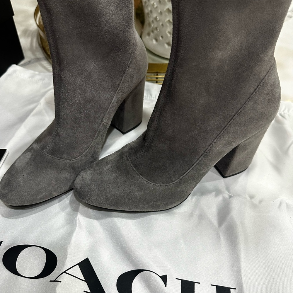 Coach gray suede booties 5.5